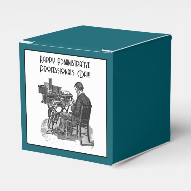 Administrative Professional Day Male Typist Art Favor Box (Front Side)