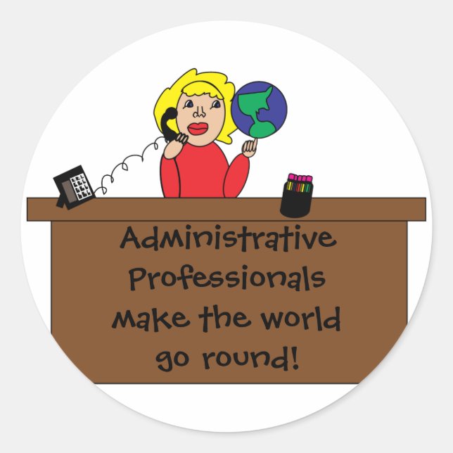 Administrative Professional World  Personalize Classic Round Sticker (Front)