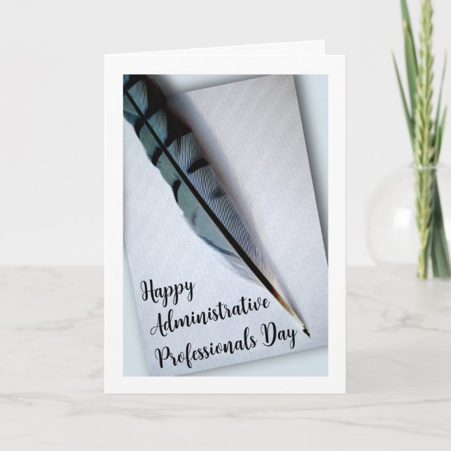 Administrative Professionals Day Blue Jay Feather Thank You Card (Front)