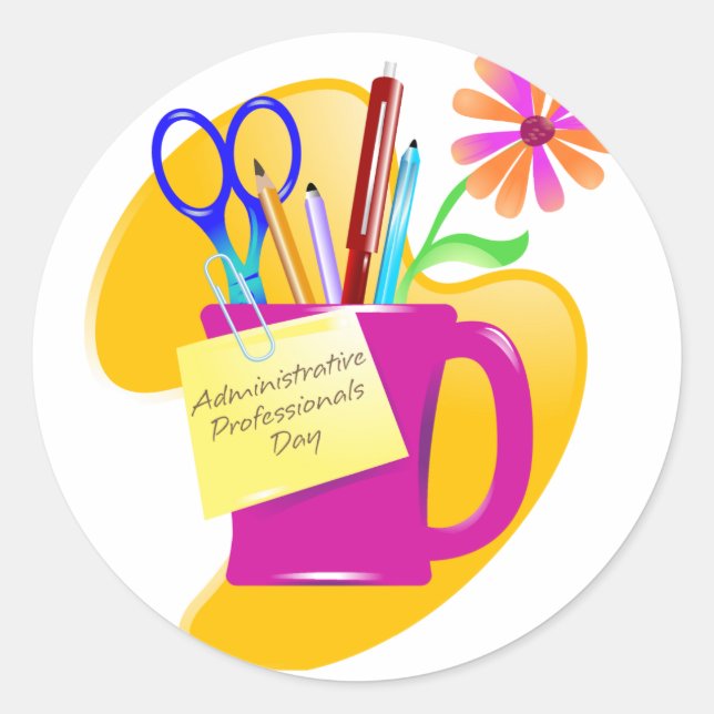 Administrative Professionals Day Design Classic Round Sticker (Front)