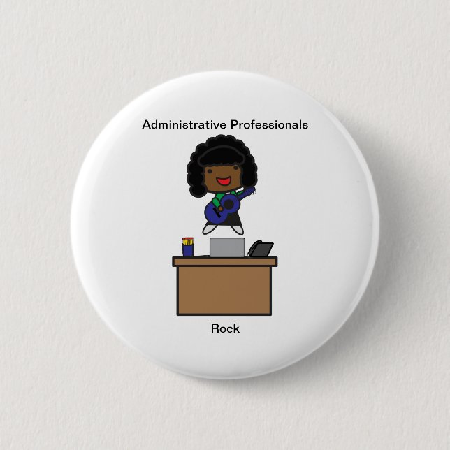 Administrative Professionals Rock AfricanAmerican 2 Inch Round Button (Front)