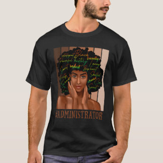 Administrator Afro African American Women Black T-Shirt
