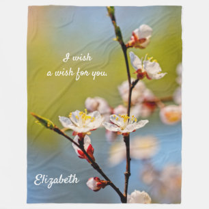 Admirable Japanese Apricot Flower Fleece Blanket