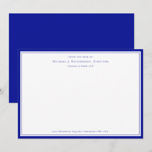 Admiral Blue Business Monogram From The Desk of Card