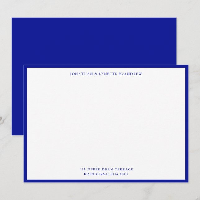 Admiral Blue Classic Border Flat Note Card (Front/Back)