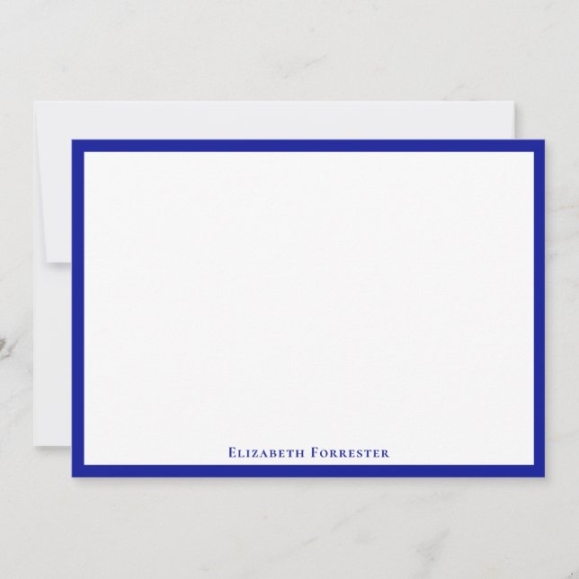 Admiral Blue Elegant Modern Flat Note Card (Front)