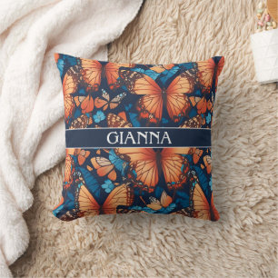 Admiral Butterfly Mosaic Colourful Pattern Throw Pillow