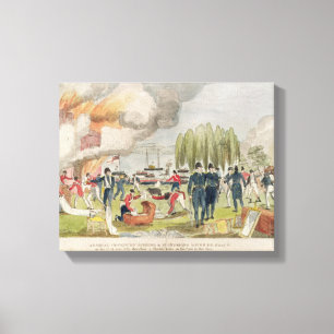 Admiral Cockburn burning and plundering Canvas Print
