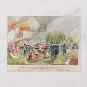 Admiral Cockburn burning and plundering Postcard