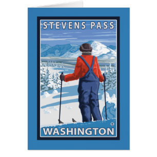 Admirant skieur - Stevens Pass, Washington