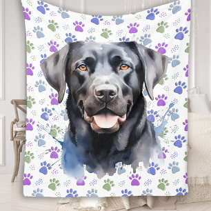 Admiration in Puppy Eye's - Black Labrador Fleece Blanket