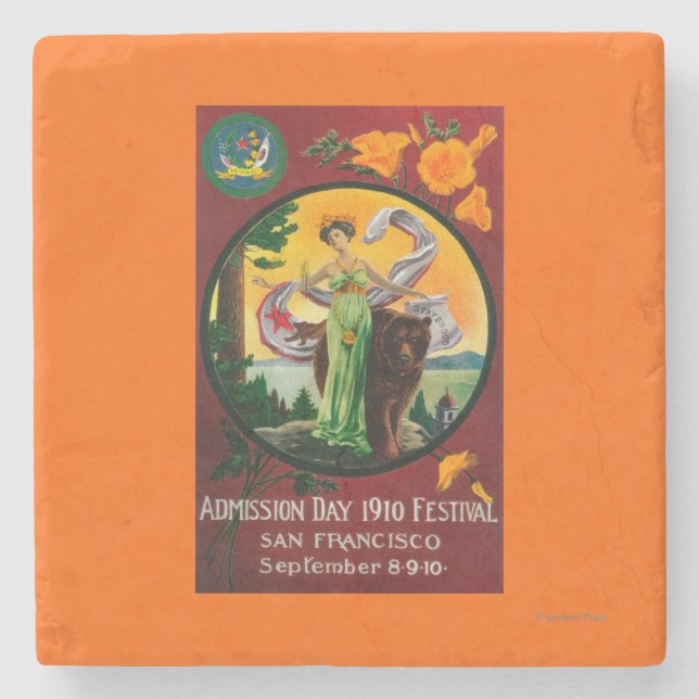 Admission Day Advertisment, State Festival Stone Coaster (Front)