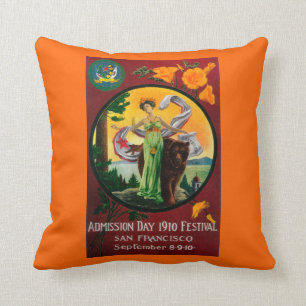 Admission Day Advertisment, State Festival Throw Pillow