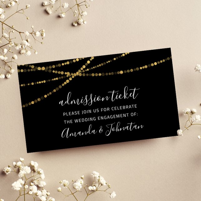Admission Ticket Wedding Gold Lights Black White (Creator Uploaded)