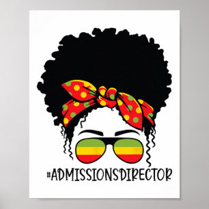 Admissions Director Messy Bun Afro Woman Black His Poster