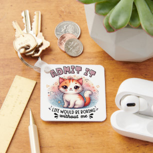 Admit It Life Would Be Boring Funny Cat Lover Gift Keychain