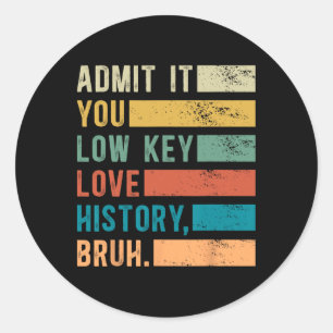 Admit It You Low Key Love History Bruh Funny Histo Classic Round Sticker