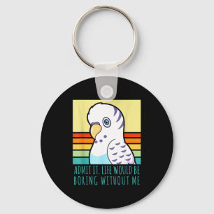 Admit life would be boring without retro parakeet keychain