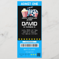 Admit One Movie Party Ticket Boy Birthday Tickets