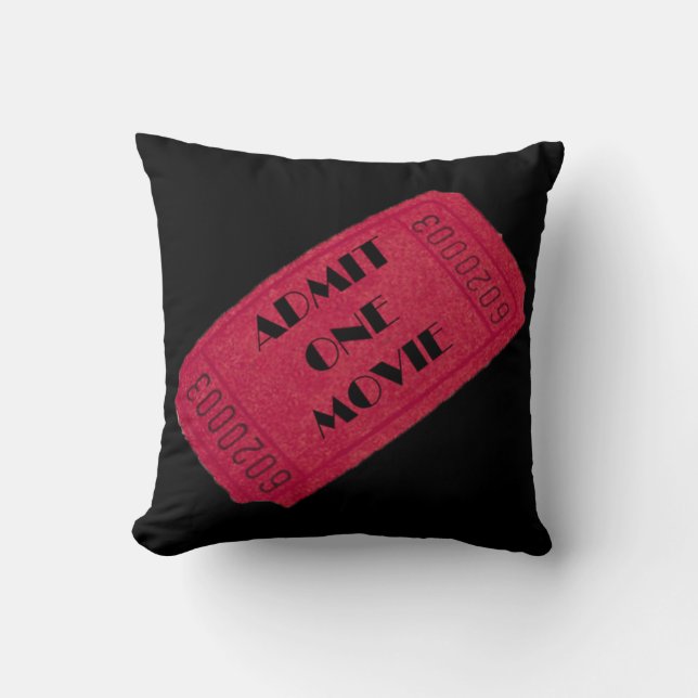 "Admit One Movie Ticket" JTG Art Pillow (Front)