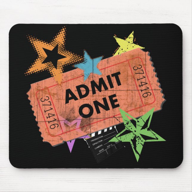 ADMIT ONE MOVIE TICKET MOUSE PAD (Front)