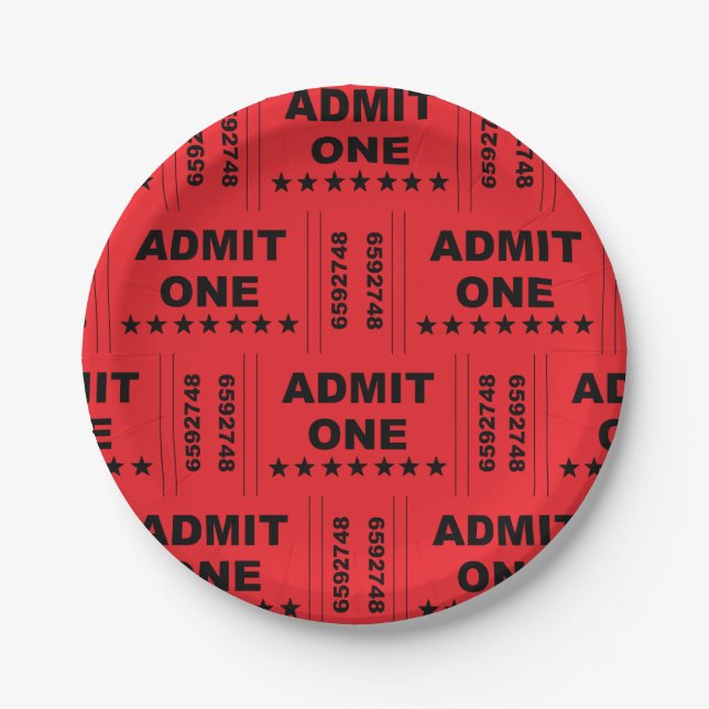 "Admit One" Paper Plates (Front)