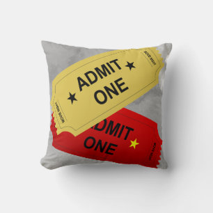 Admit One Tickets Red & Yellow Home Theater Design Throw Pillow