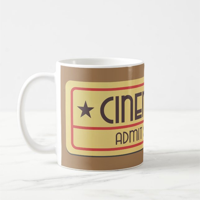 Admit One Vintage Movie Cinema Ticket Coffee Mug (Left)
