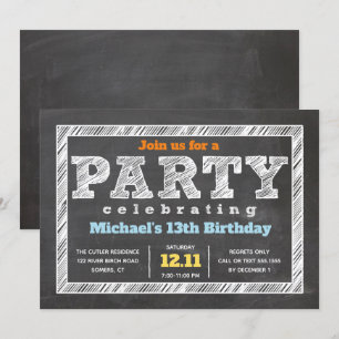 Ado Boy Invitation Anniversaire Chalkboard Multico
