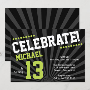 Ado Boy Invitation d'anniversaire, Lime Green et B