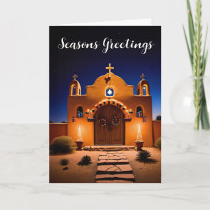 Adobe Church New Mexico Christmas Scene Holiday Card