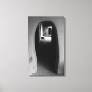 Adobe Doorway Architecture Black & White Photo Canvas Print