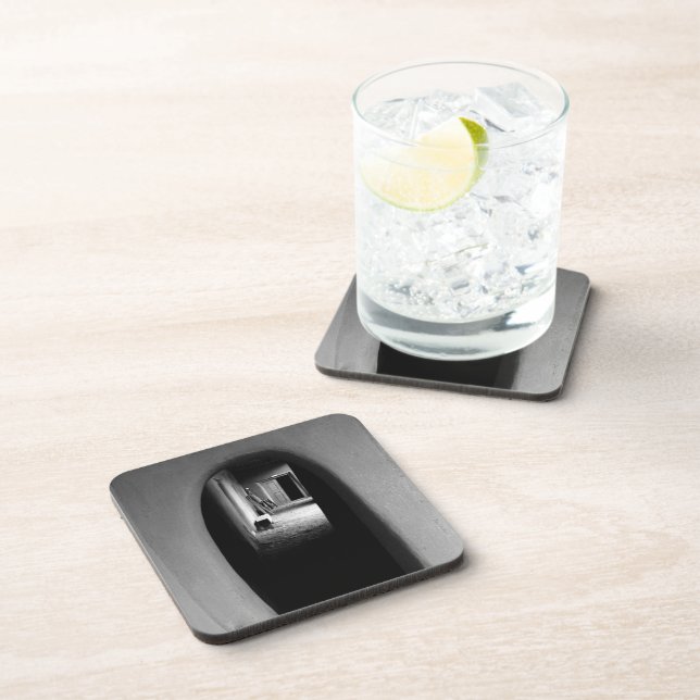 Adobe Doorway Architecture Black & White Photo Coaster (Right Side)