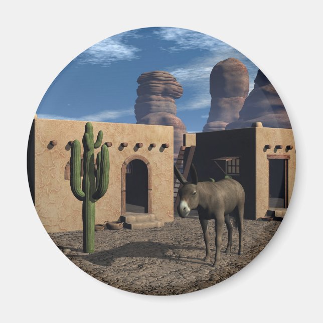 Adobe Dwellings and Burro Magnet (Front)