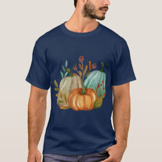 Adobe Gold Pastel Watercolor Pumpkin Cozy Fall Far T-Shirt