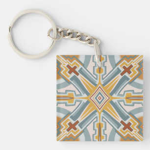 Adobe Southwest Tile Geometric Pattern Keychain