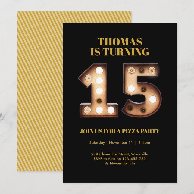 Adolescent 15e anniversaire invitation (Devant / Derrière)