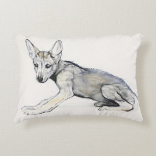 Adolescent Arabian Wolf Pup 2009 Decorative Pillow