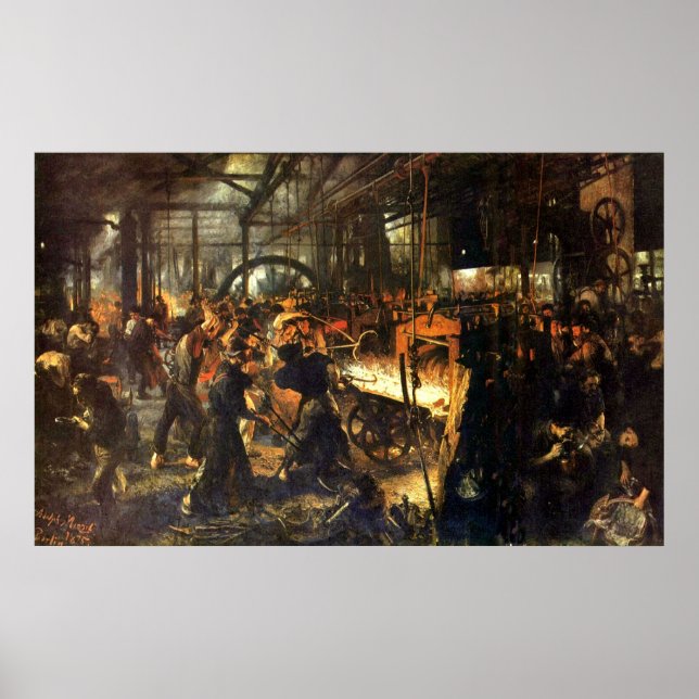 Adolph von Menzel Iron Rolling Mill Poster (Front)
