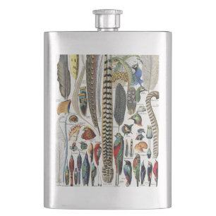 Adolphe Millot Dark Academia Vintage Bird Feather Hip Flask