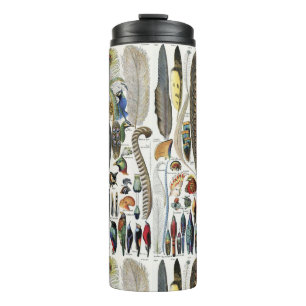 Adolphe Millot Dark Academia Vintage Bird Feather Thermal Tumbler