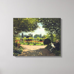 Adolphe Monet Reading in the Garden - Claude Monet Canvas Print