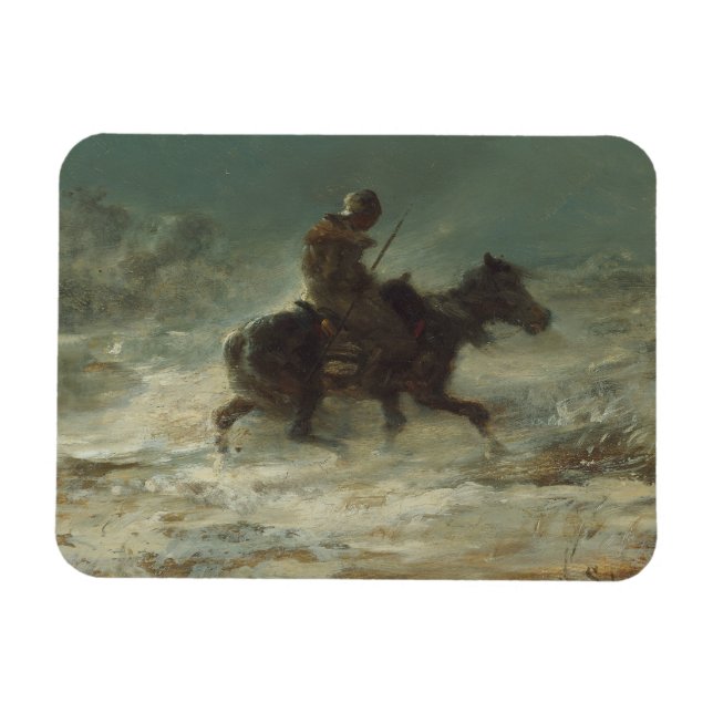 Adolphe Schreyer - Man with Lance Riding through Magnet (Horizontal)