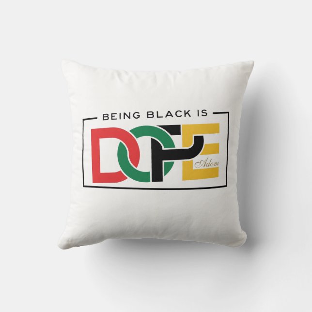 ADOM "Being Black Is Dope" V-Neck Tee Throw Pillow (Back)