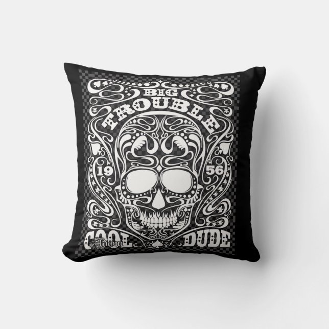ADOM "Big Trouble" Women's Long-Sleeve Tee Throw Pillow (Front)