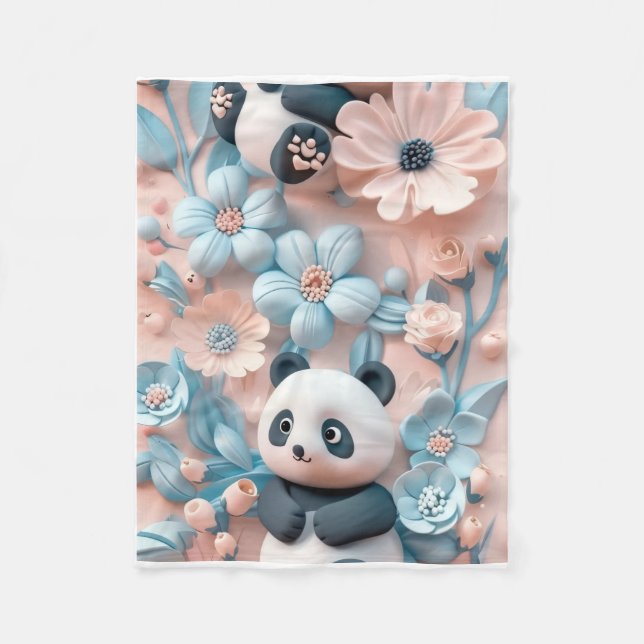 ADOM Cute Panda Floral Throw Blanket (Front)