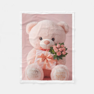 ADOM Cute Pink Teddy Bear Blanket