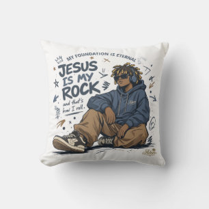 ADOM "Jesus Is My Rock" Women's T-Shirt Throw Pillow