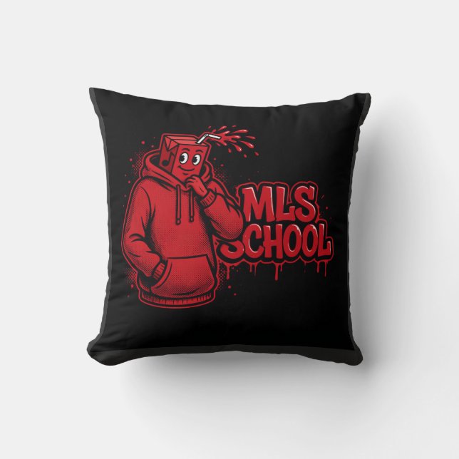 ADOM "MLS School" Women's Graphic Tee Throw Pillow (Front)