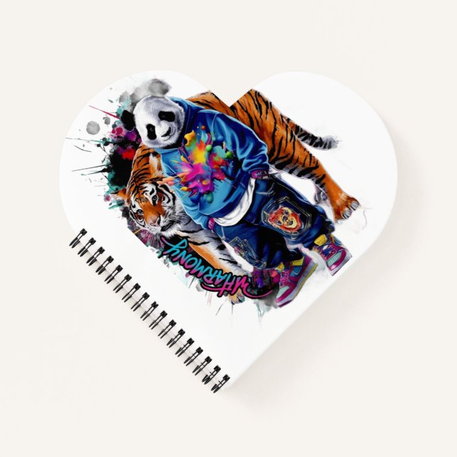 ADOM Premium Artistic Panda & Tiger Graphic Notebo Notebook (Front)